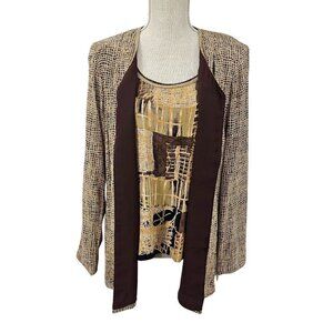 Platinum Dorothy Schoelen Abstract Tank Jacket Set Women's Size P XS Art To Wear